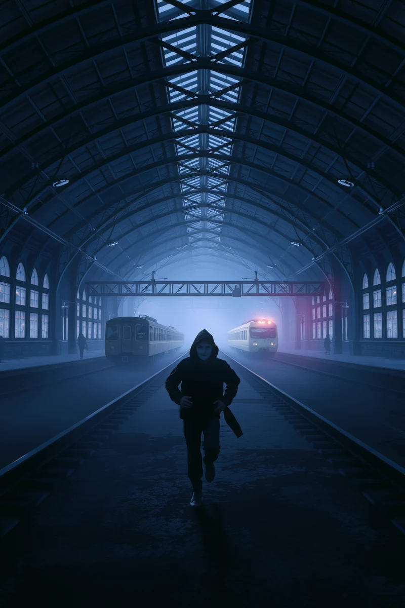 Dream of a Masked Person Through a Train Station