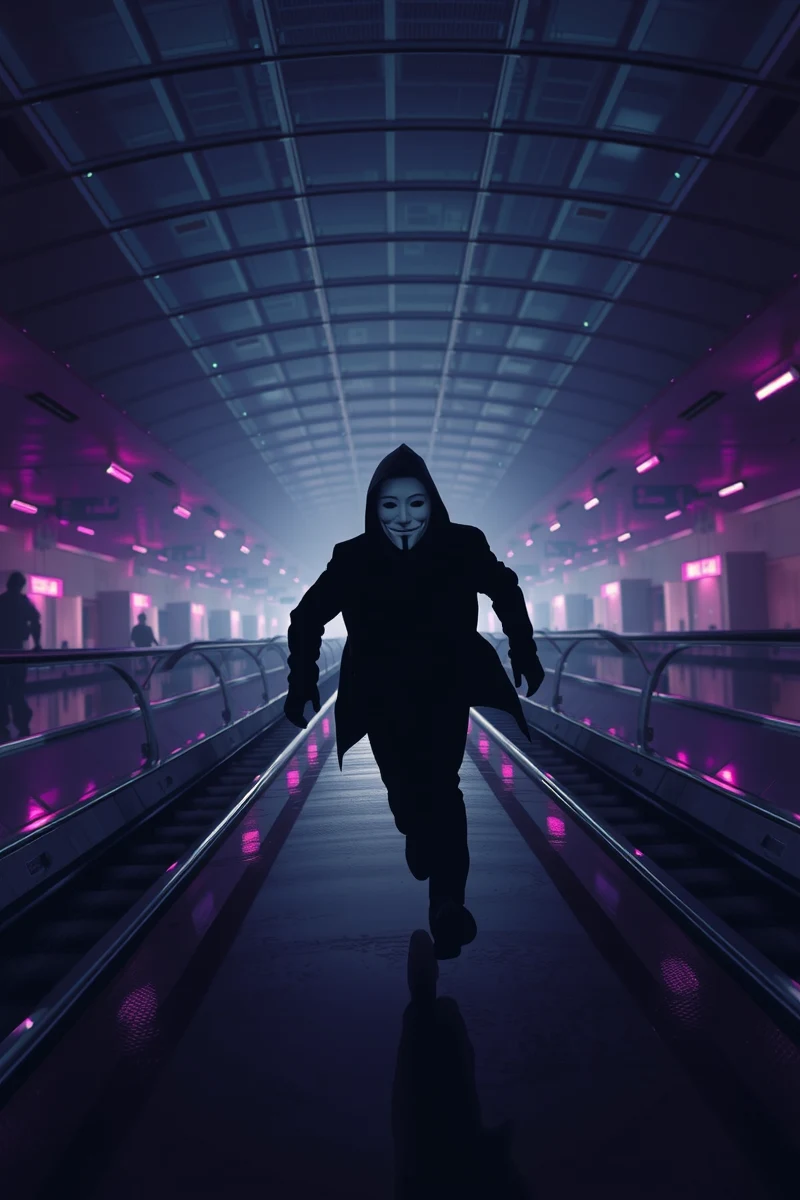 Dream of a Masked Person Through an Airport
