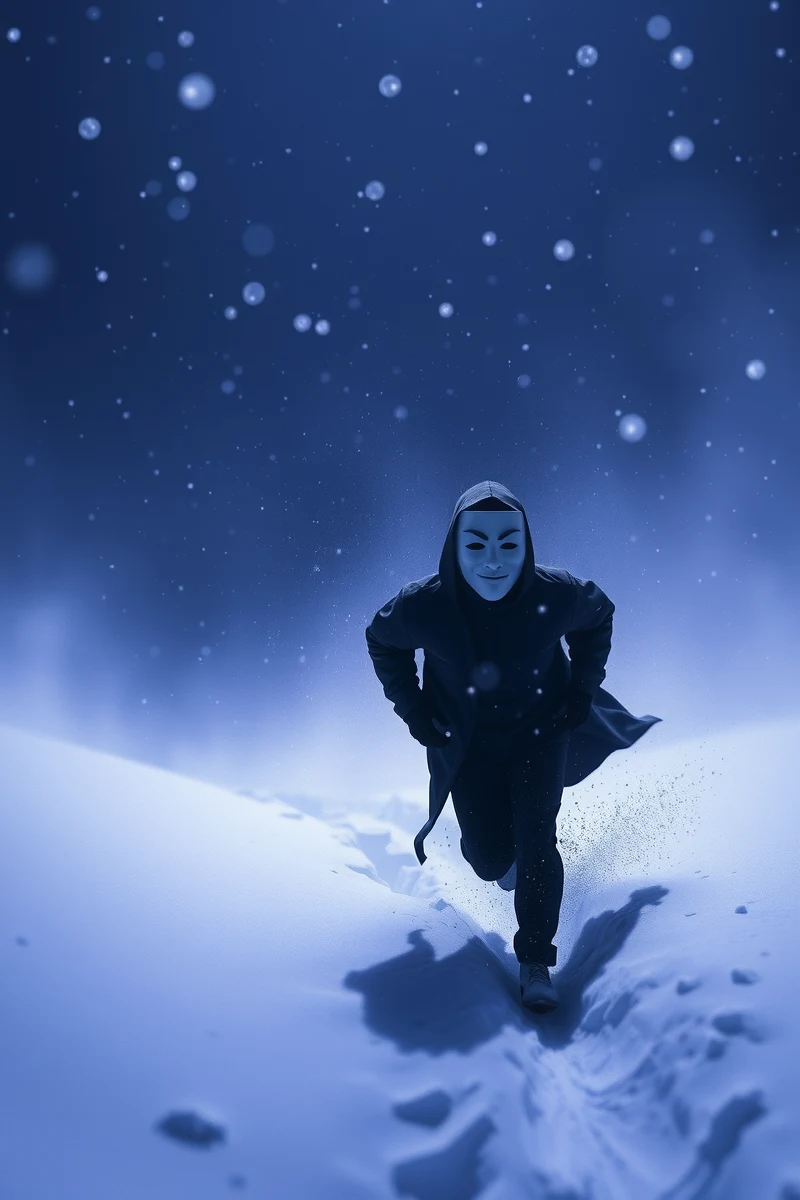 Dream of a Masked Person Through Snow
