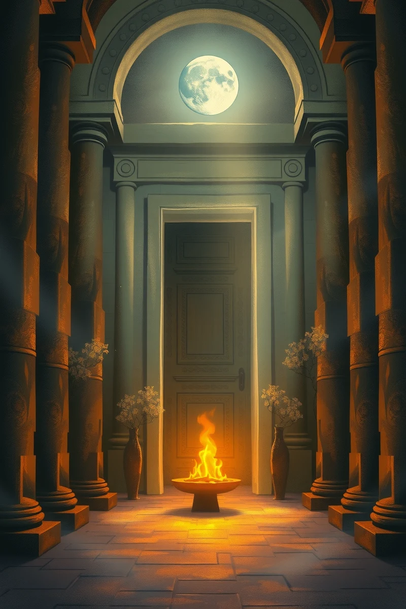 Dream of a Sacred Door Holding Flowers