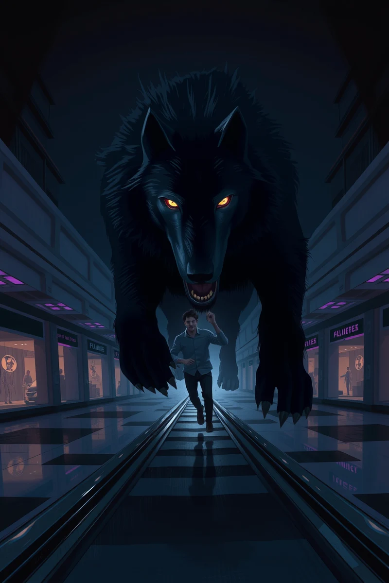 Dream of a Wolf Through a Mall
