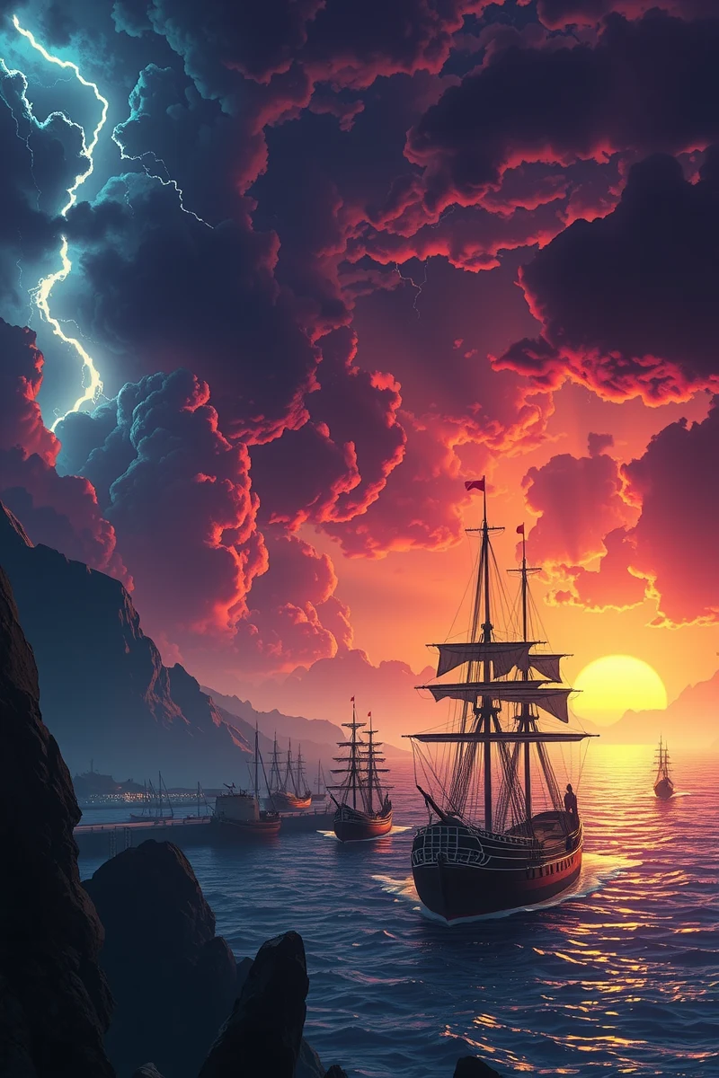 Epic Dream of a Harbor at Dawn