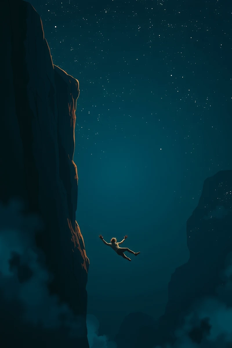 Falling From a Cliff After Losing Balance
