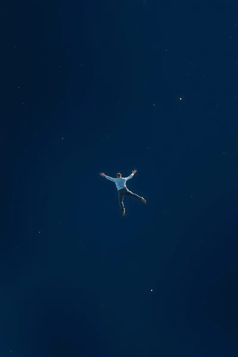Falling Into Darkness After Losing Balance