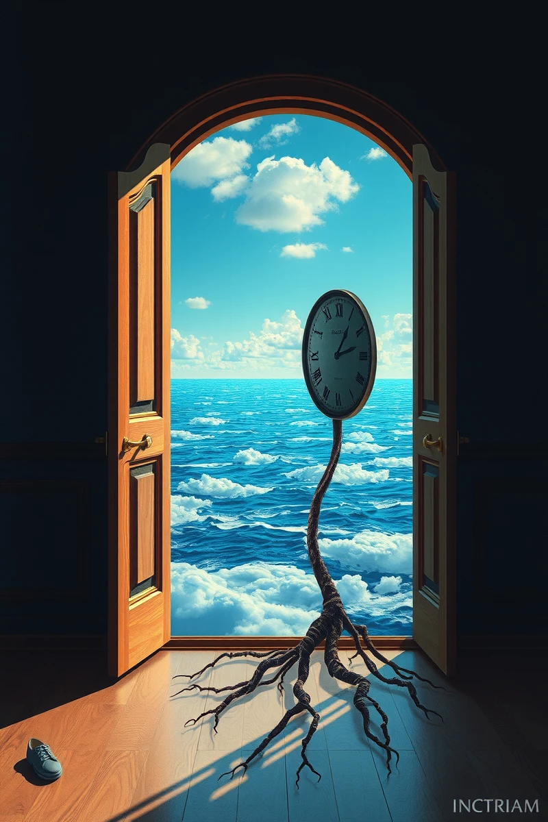 The dream did not have a plot, only a scene — A Clock With Roots At The Bottom Of A Bright Sea