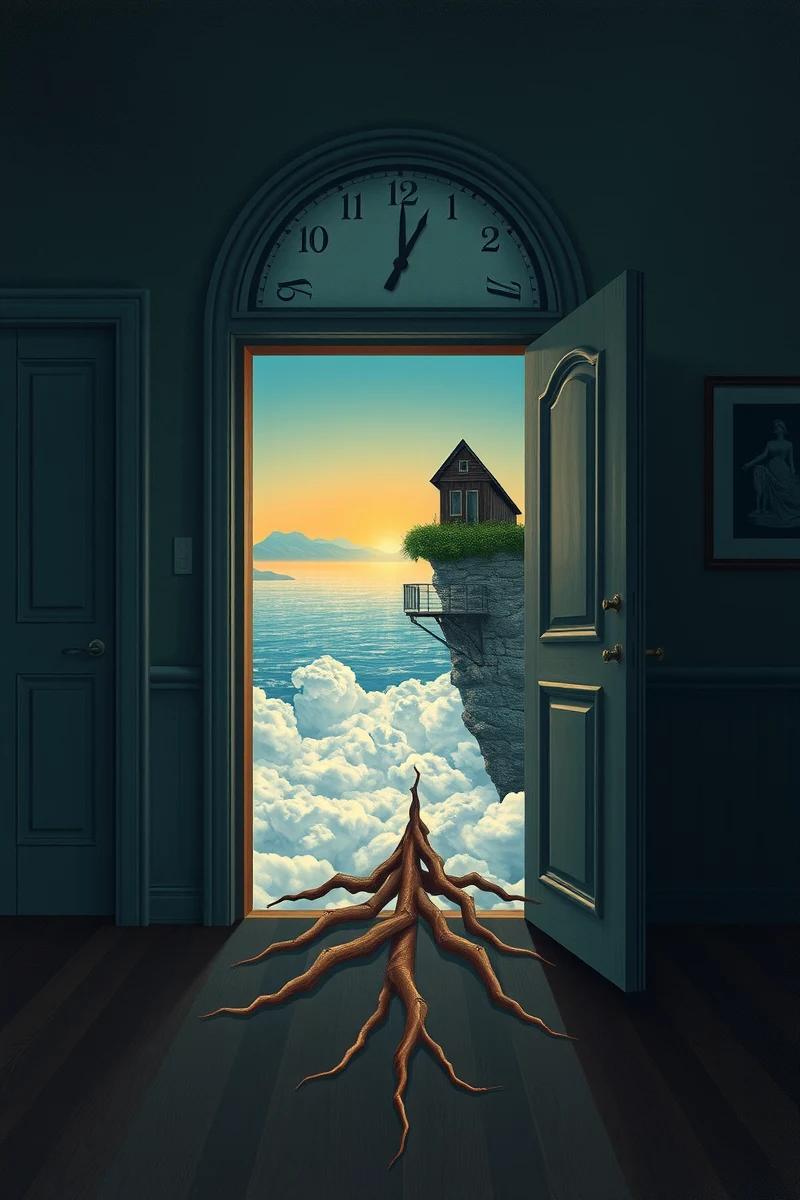 The dream did not have a plot, only a scene — A Clock With Roots In A City Folded Like Paper