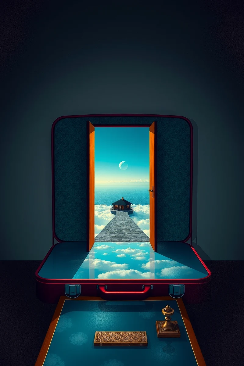 The dream did not have a plot, only a scene — A House Inside A Suitcase On A Road Made Of Glass