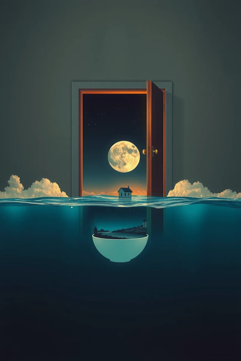 The dream did not have a plot, only a scene — A Moon Inside A Bowl At The Bottom Of A Bright Sea
