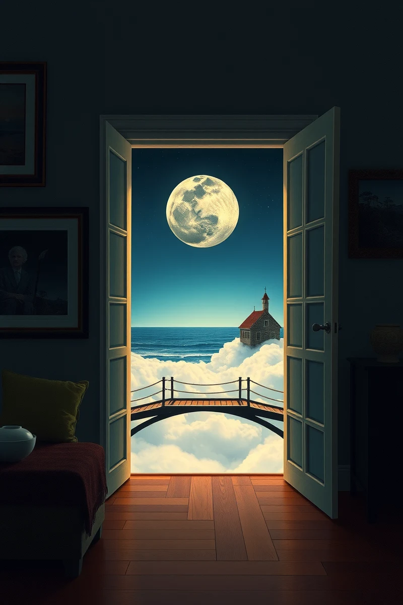 The dream did not have a plot, only a scene — A Moon Inside A Bowl On A Bridge Over Clouds