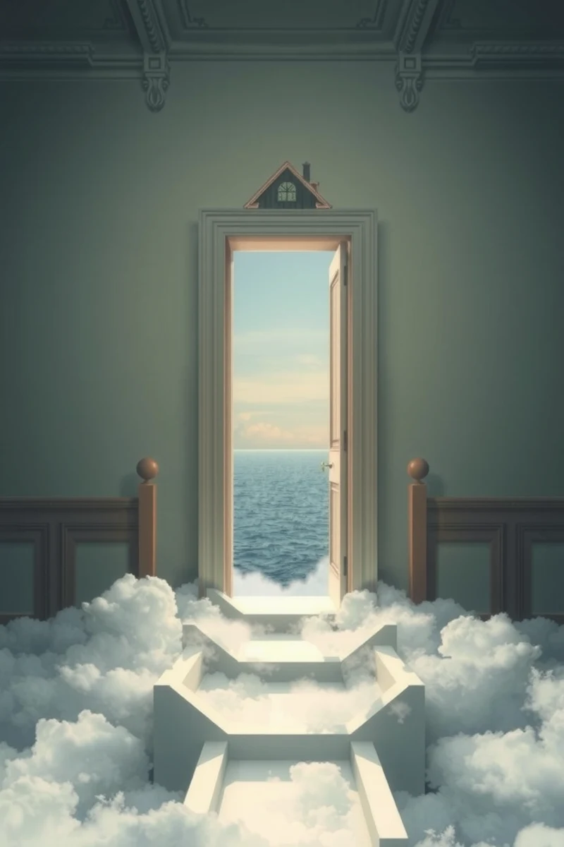The dream did not have a plot, only a scene — A Staircase Into A Cloud At The Bottom Of A Bright Sea