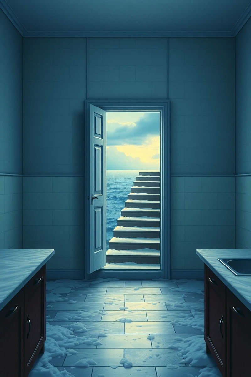 The dream did not have a plot, only a scene — A Staircase Into A Cloud In A Kitchen Full Of Snow