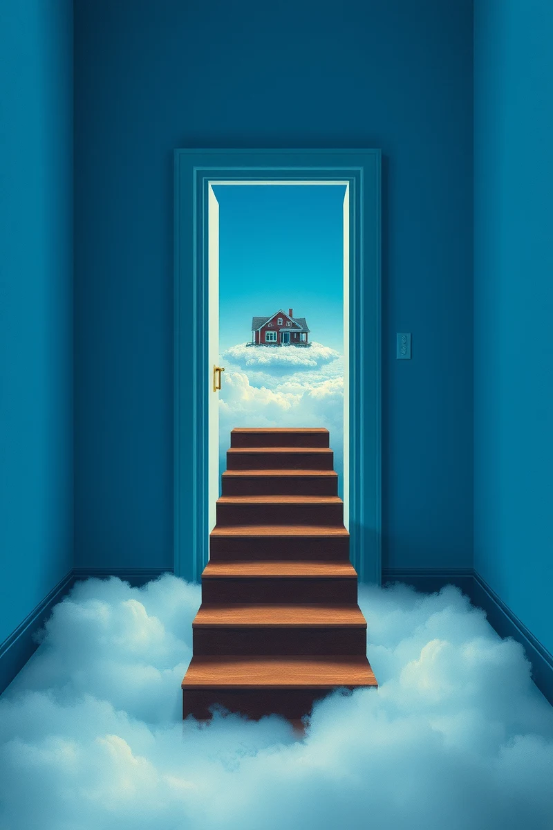 The dream did not have a plot, only a scene — A Staircase Into A Cloud Inside A Blue Room