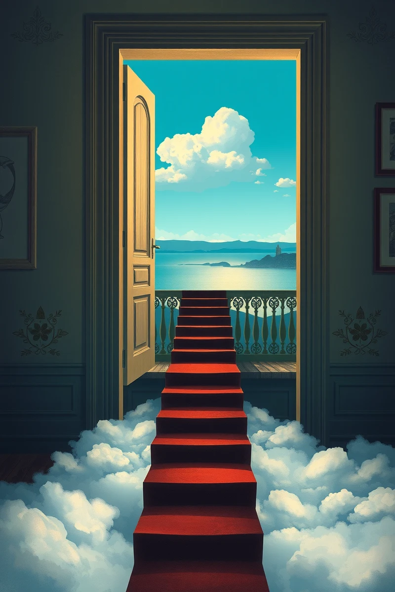 The dream did not have a plot, only a scene — A Staircase Into A Cloud On A Bridge Over Clouds