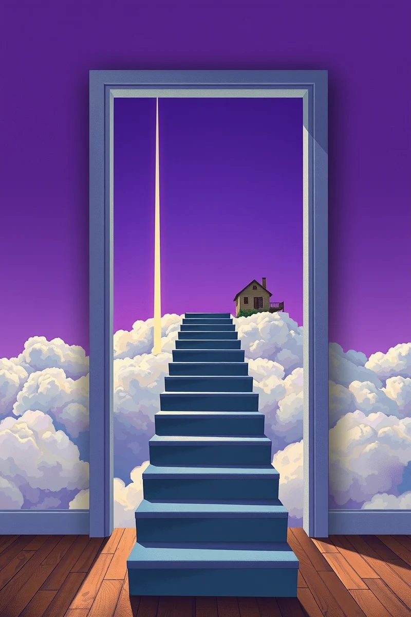 The dream did not have a plot, only a scene — A Staircase Into A Cloud Under A Violet Sky