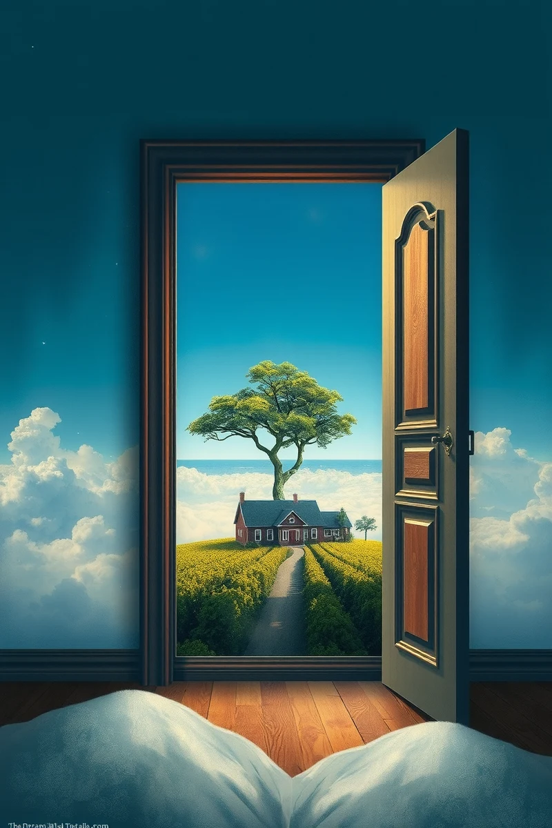 The dream did not have a plot, only a scene — A Tree Growing Through A Bed In A Forest Of Doors