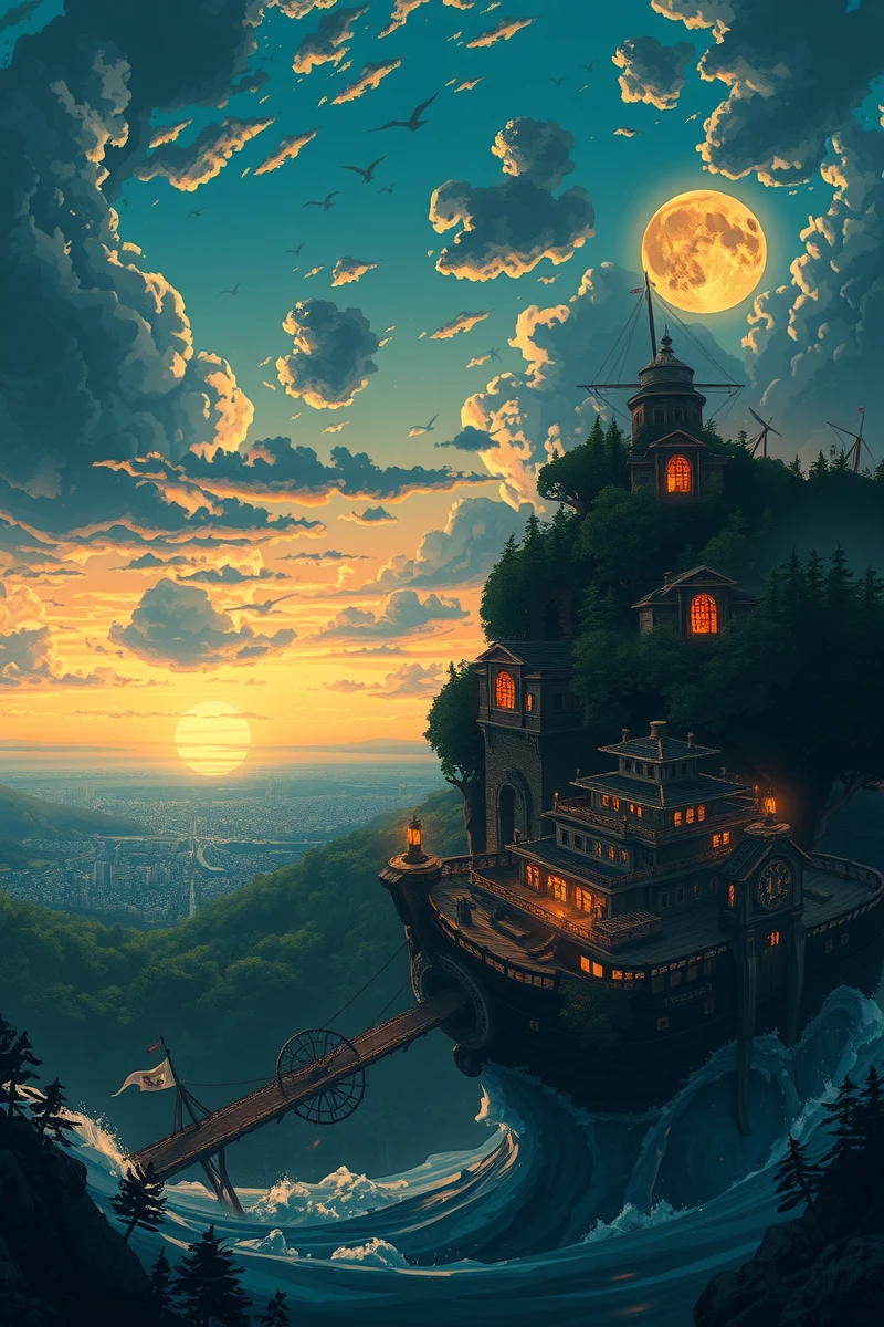 The dream lasted so long that it felt like a whole day had pas — A Compass Spinning Slowly A Ship At Dusk