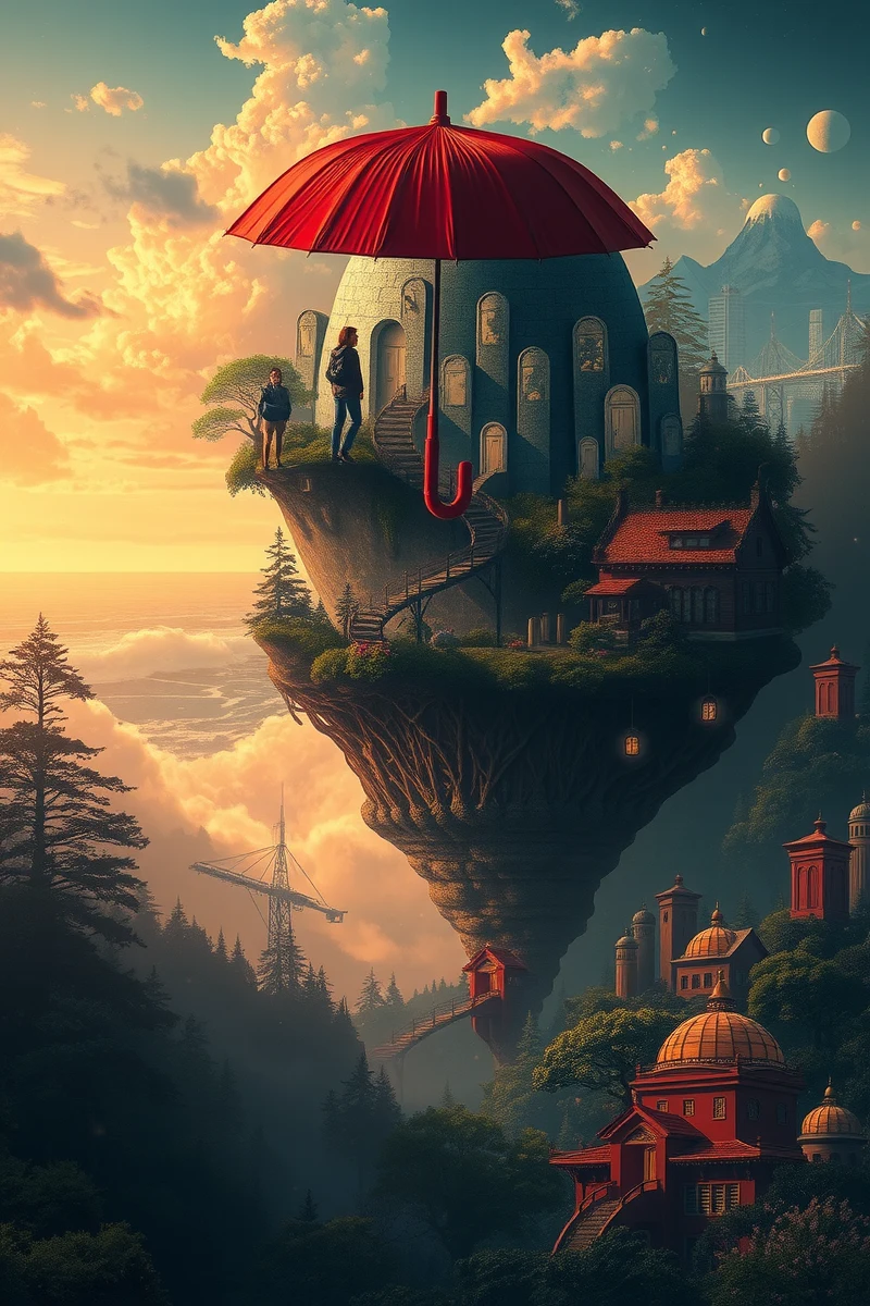 The dream lasted so long that it felt like a whole day had pas — A Red Umbrella A Forest With Doors