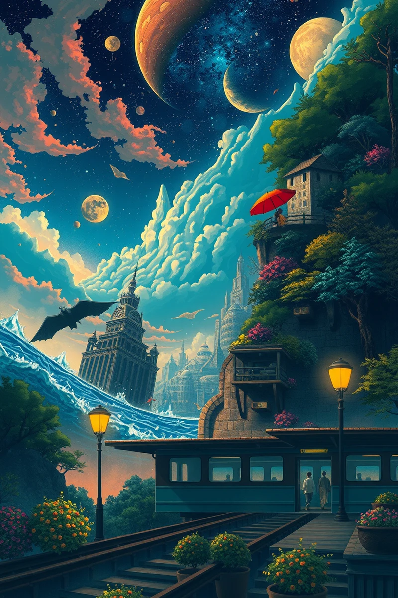 The dream lasted so long that it felt like a whole day had pas — A Red Umbrella A Train Station