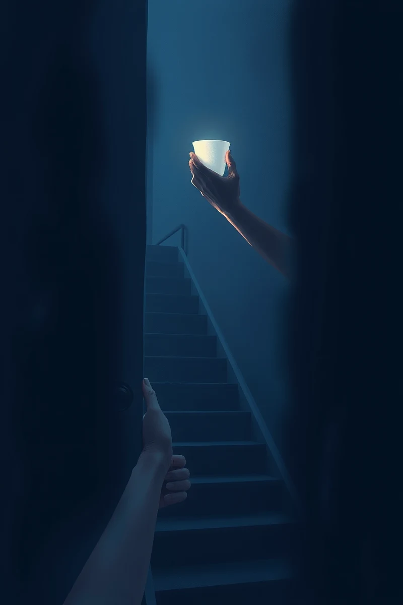 There was only one image — A Glowing Cup A Dark Stairwell