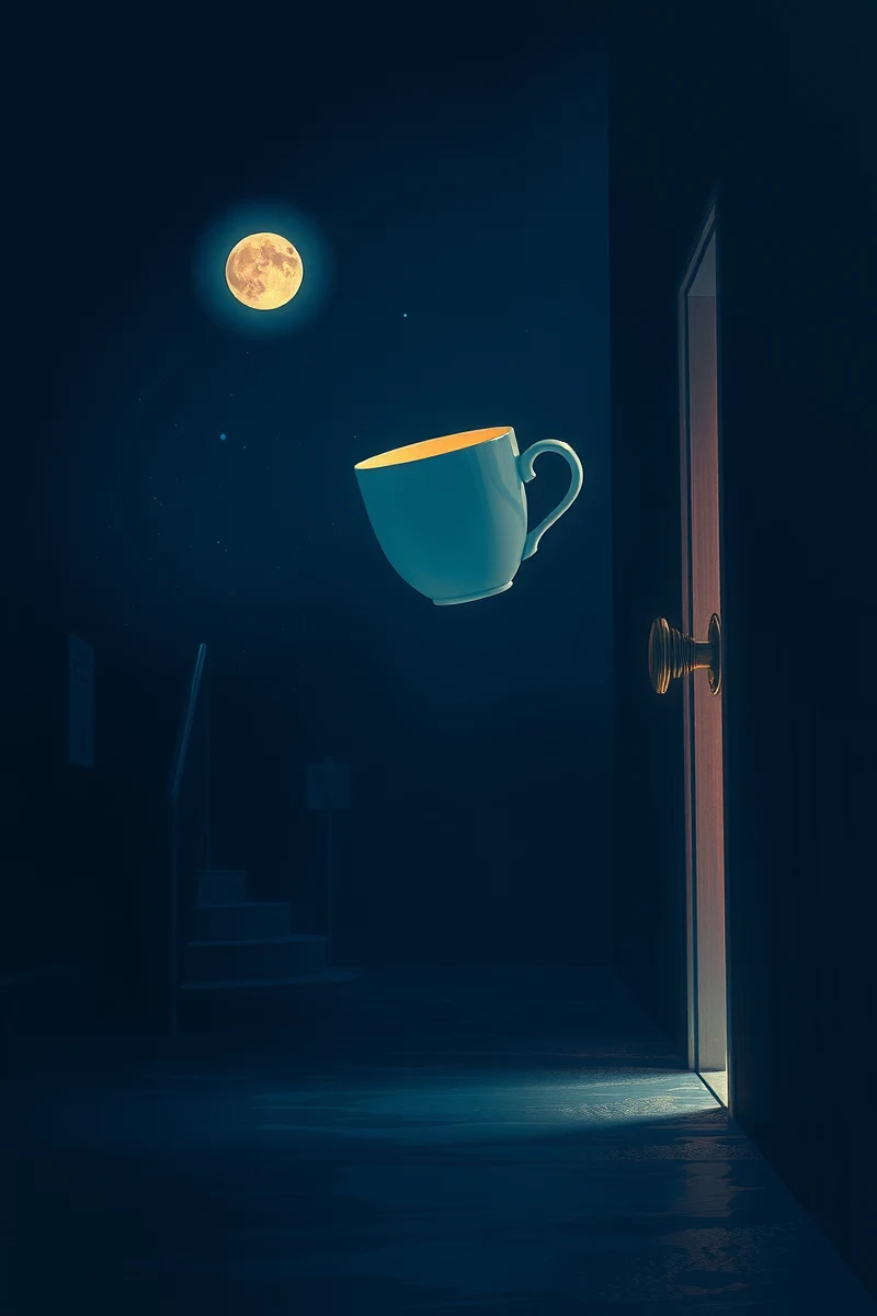There was only one image — A Glowing Cup A Flooded Street