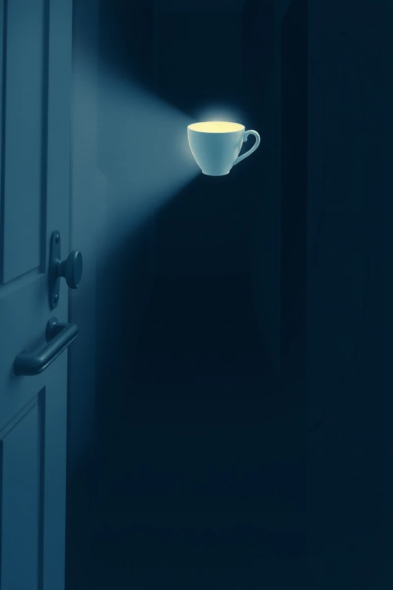 There was only one image — A Glowing Cup A Library Aisle