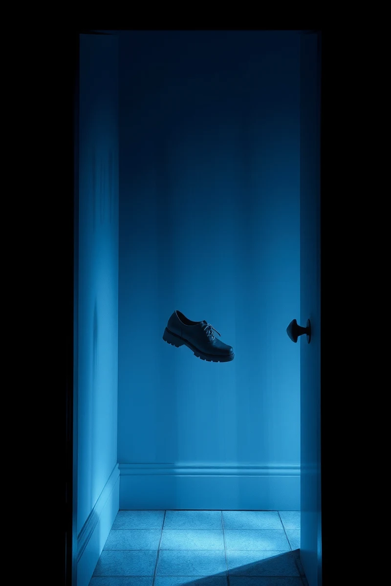 There was only one image — A Single Shoe A Blue Bathroom