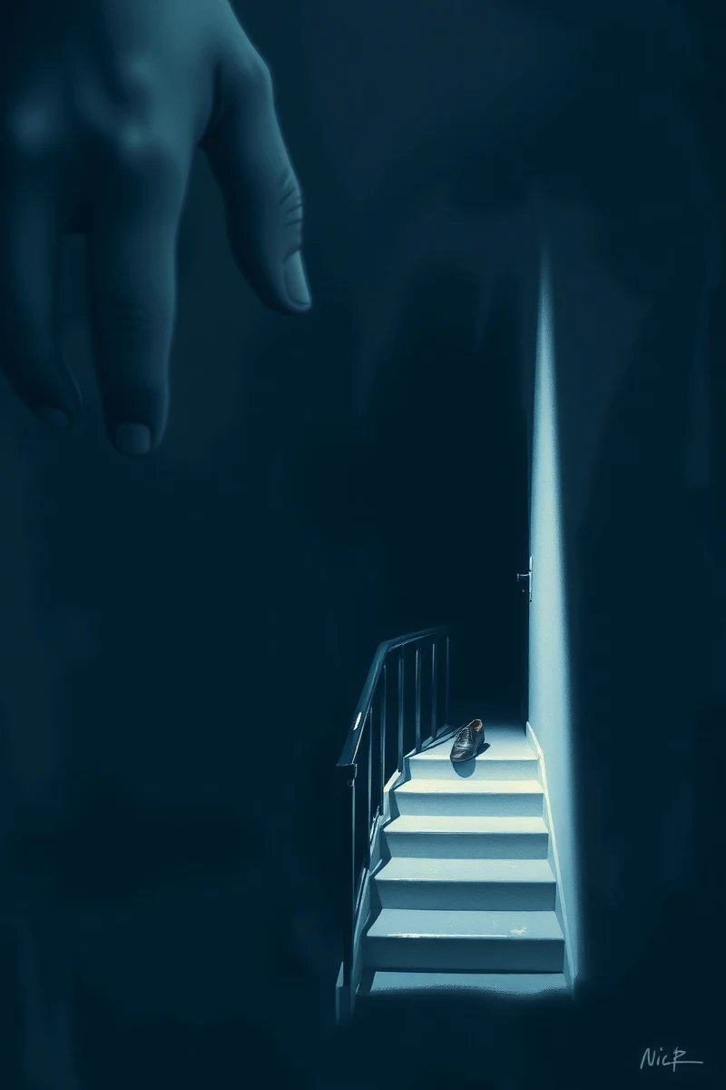 There was only one image — A Single Shoe A Dark Stairwell