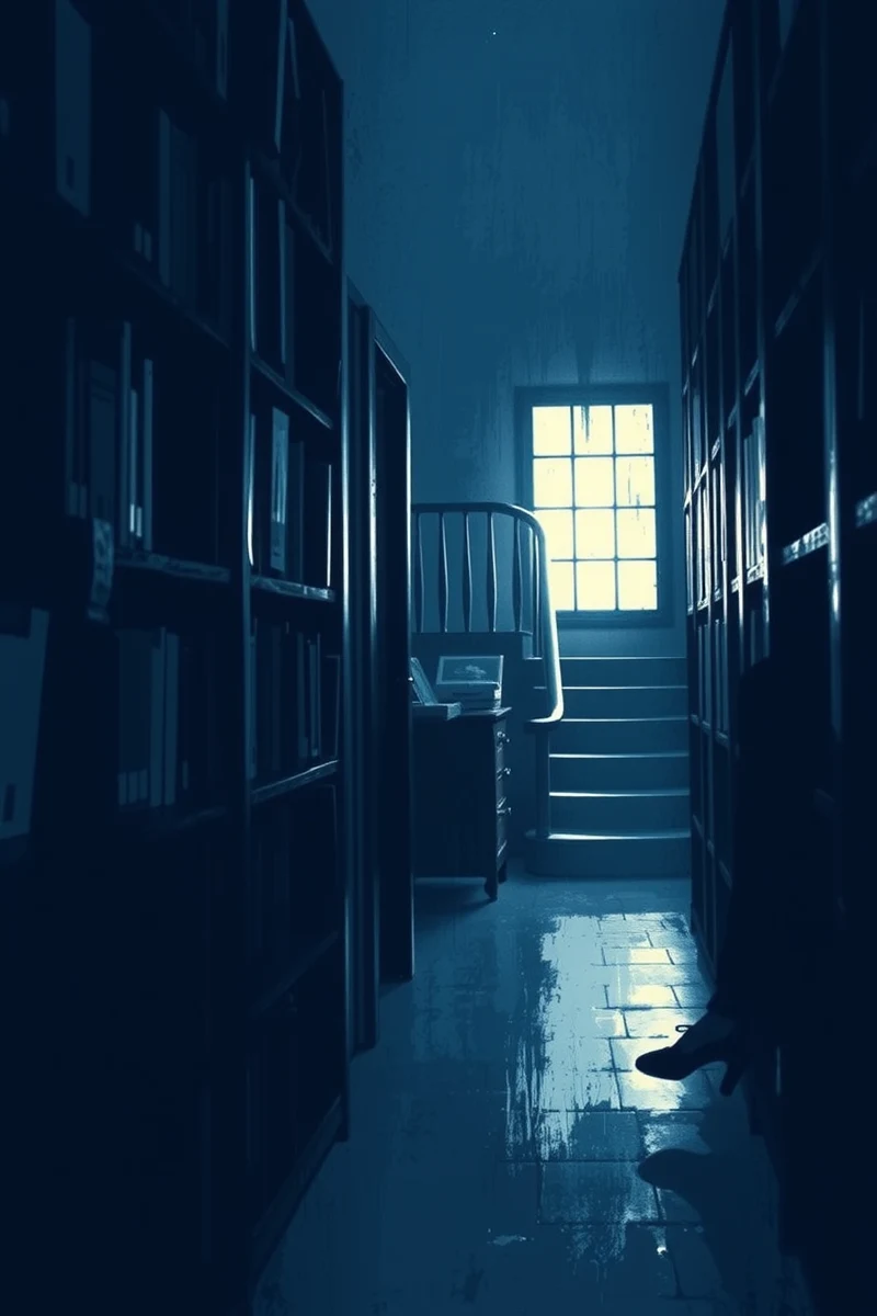 There was only one image — A Single Shoe A Library Aisle