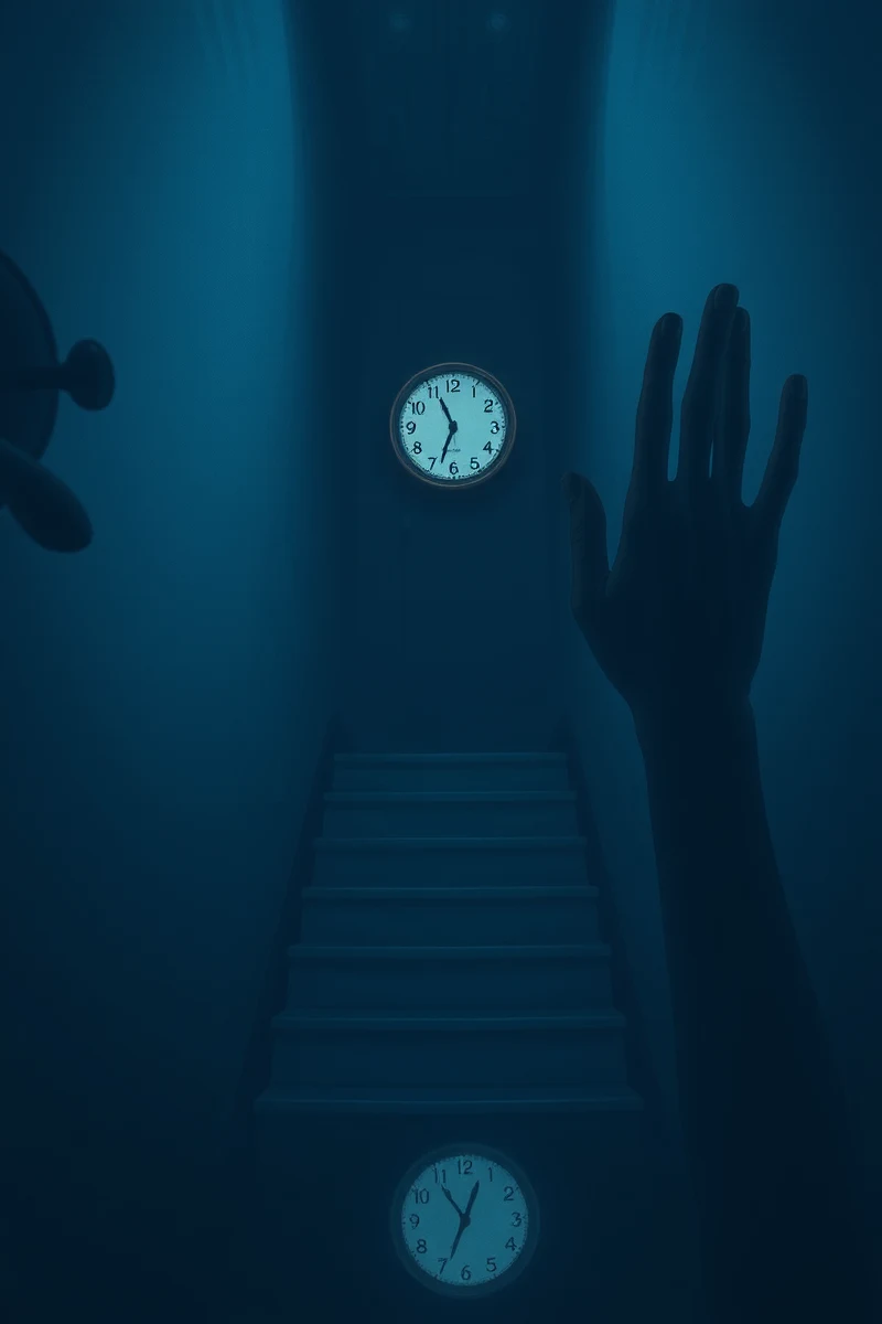 There was only one image — A Stopped Clock A White Hallway