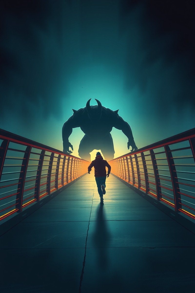 Being Chased by a Monster Across a Bridge