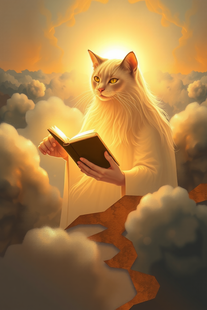 Dream of a Cat Guide Giving a Book