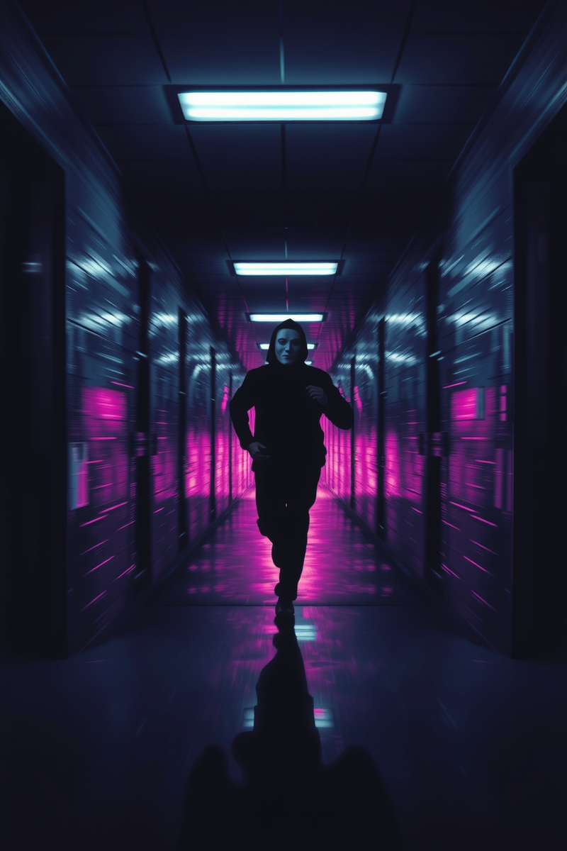 Dream of a Masked Person Through a Corridor