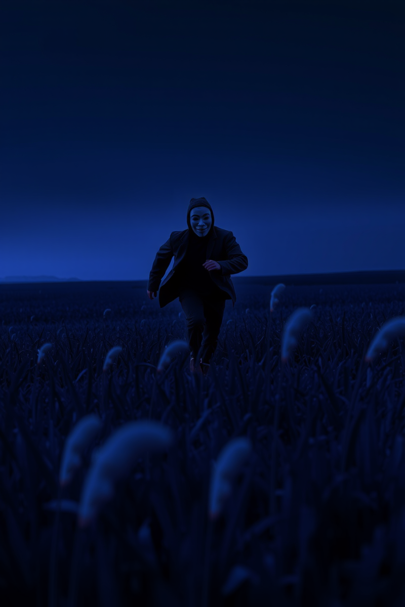 Dream of a Masked Person Through a Field