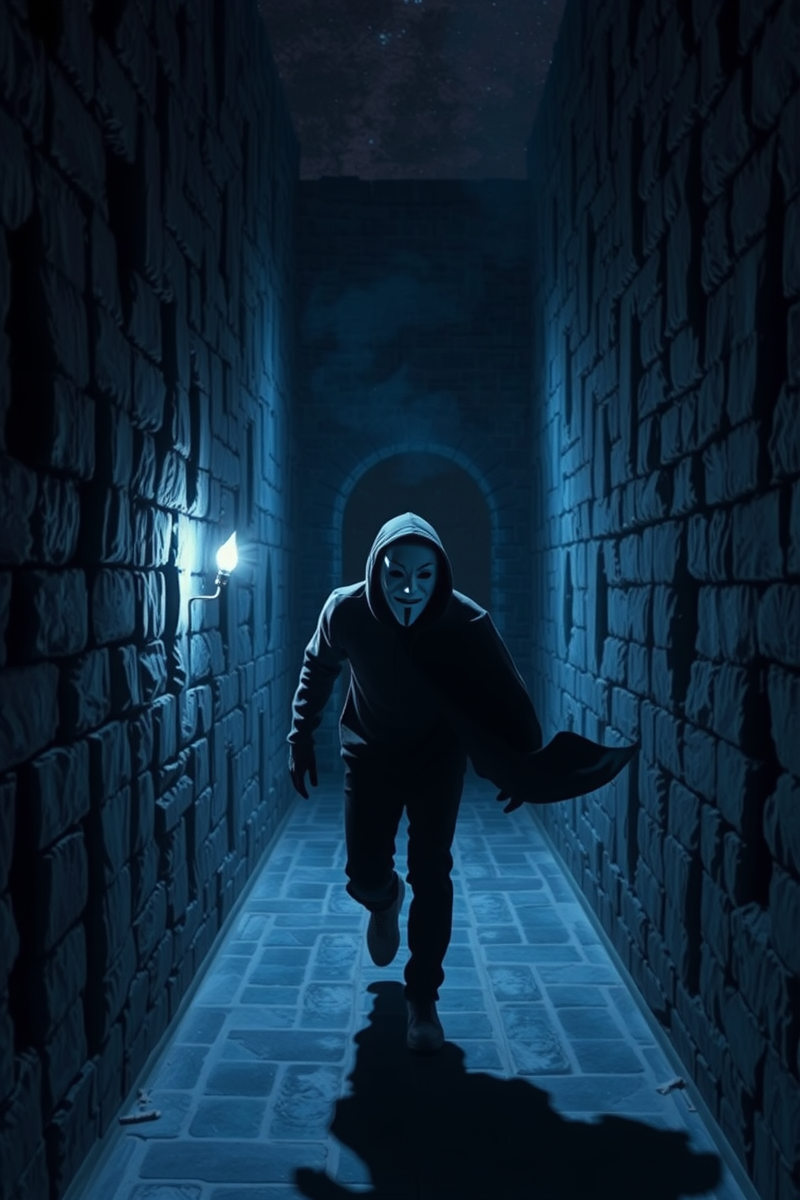Dream of a Masked Person Through a Labyrinth