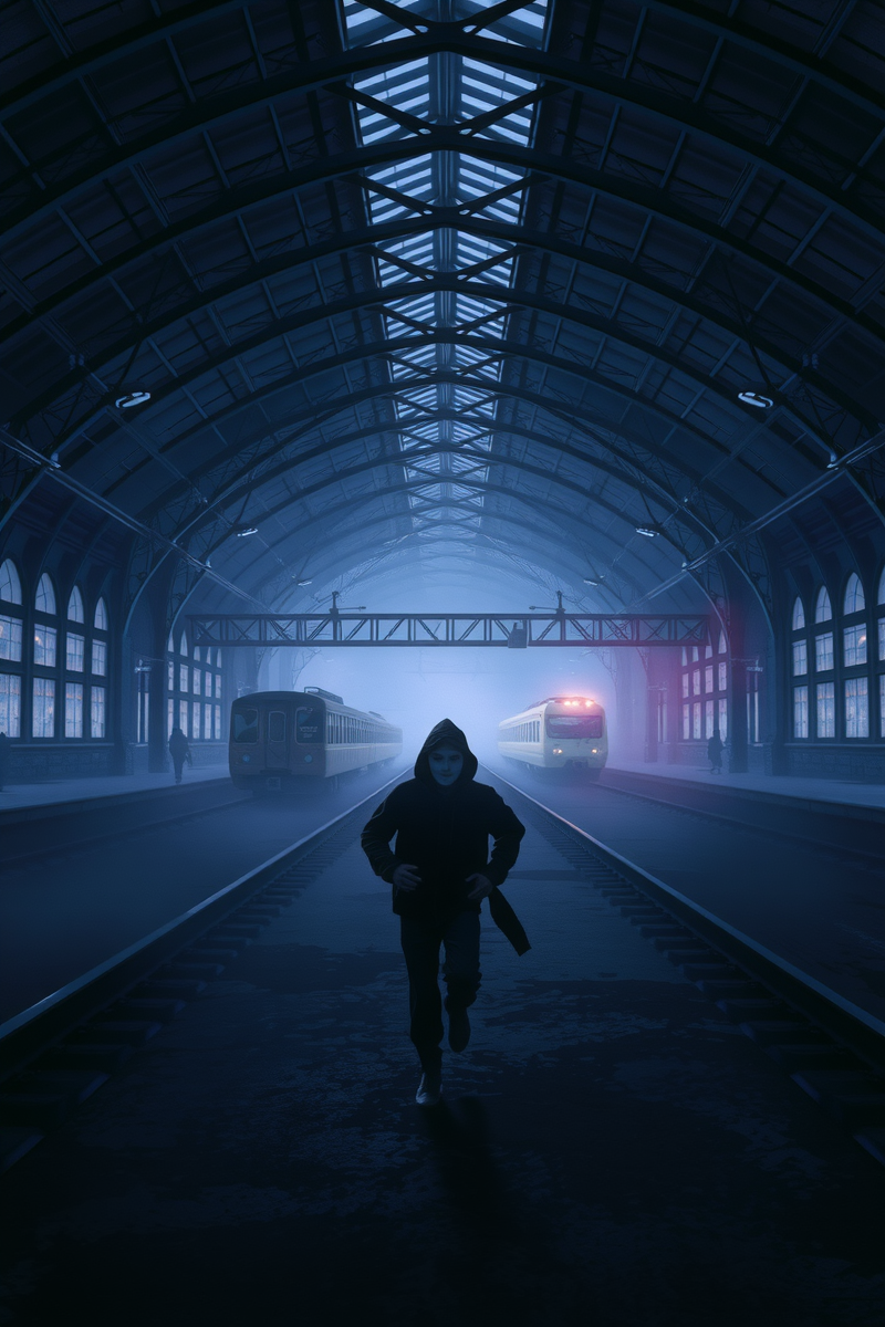 Dream of a Masked Person Through a Train Station