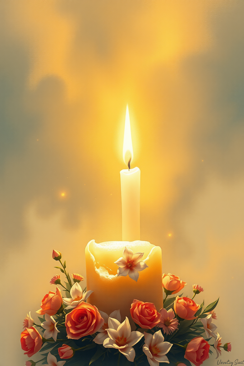 Dream of a Memorial Candle Covered in Flowers