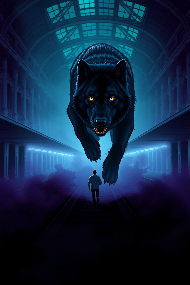 Dream of a Wolf Through a Train Station