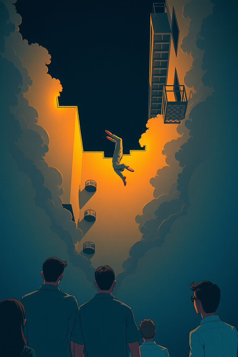 Falling From a Building While Everyone Watches