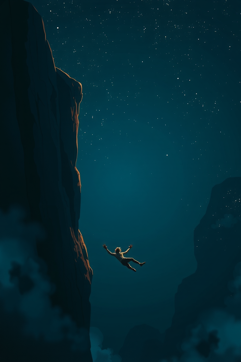 Falling From a Cliff After Losing Balance