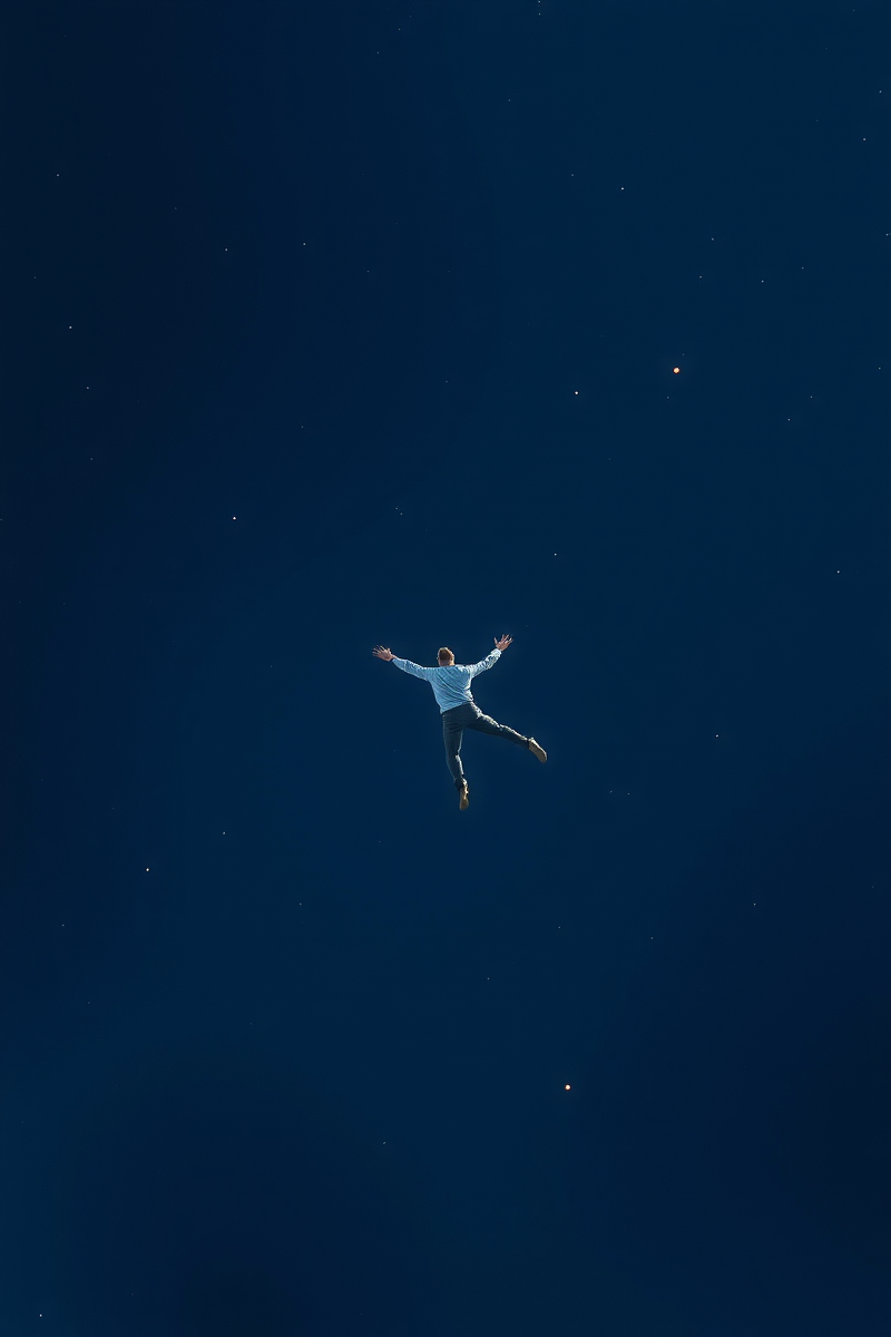 Falling Into Darkness After Losing Balance