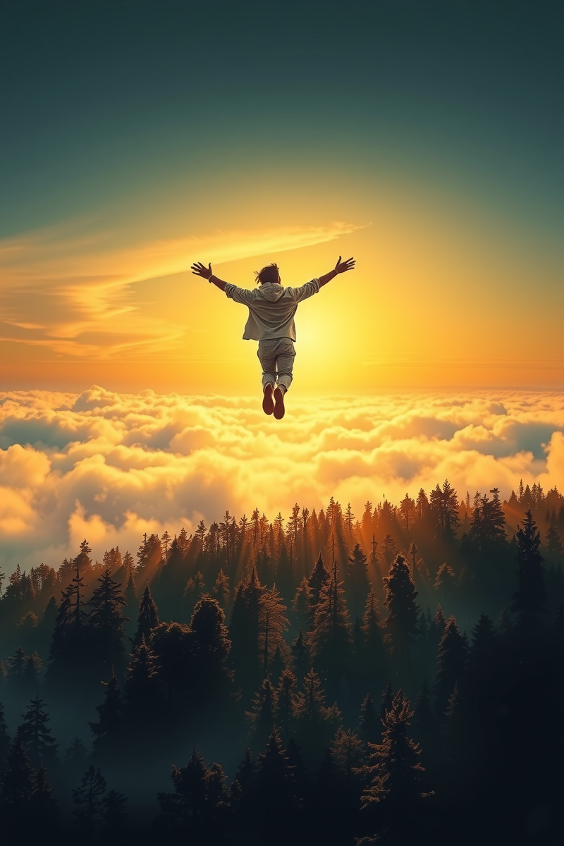 Flying Above a Forest With Joy