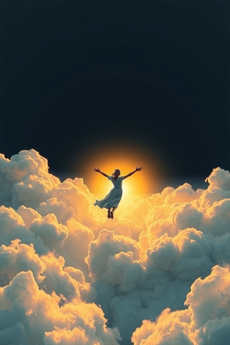 Flying Over Water Toward a Door in the Sky