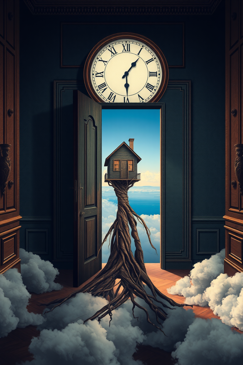 The dream did not have a plot, only a scene — A Clock With Roots Inside A Silent Museum