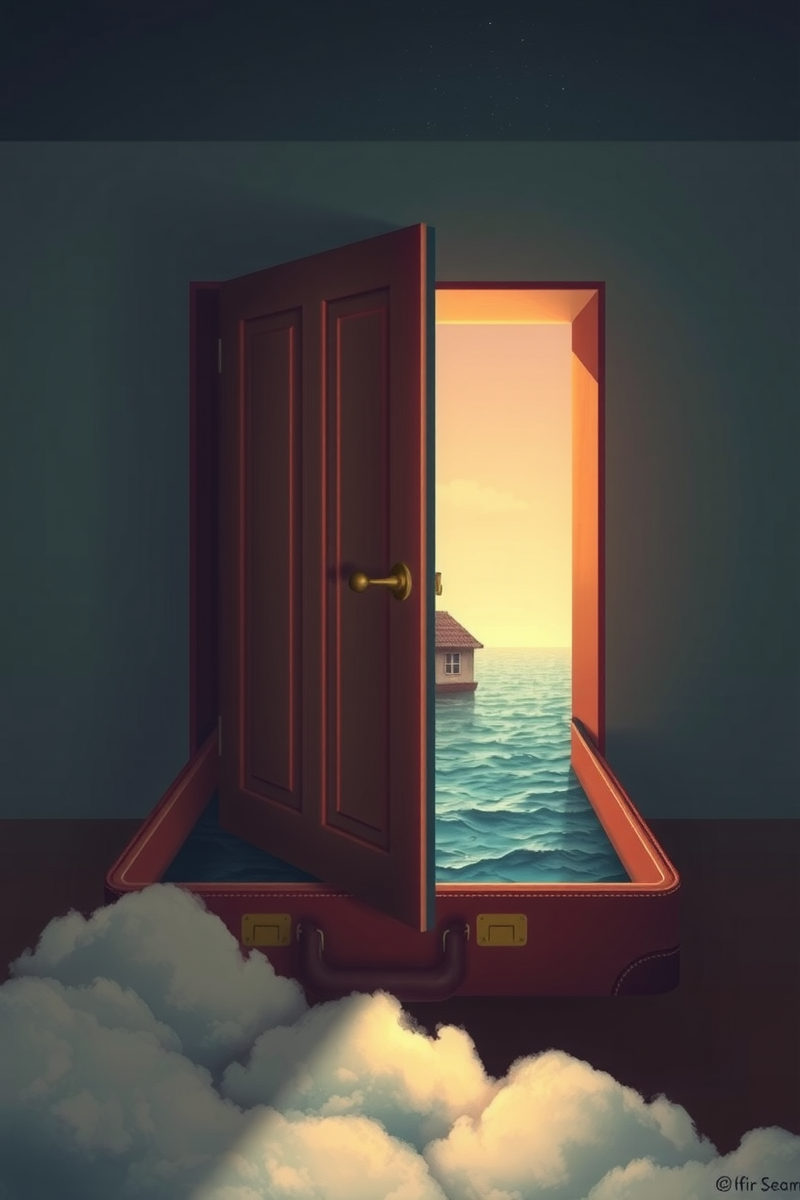 The dream did not have a plot, only a scene — A House Inside A Suitcase At The Bottom Of A Bright Sea