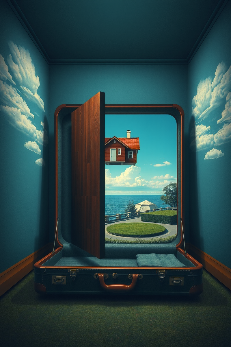 The dream did not have a plot, only a scene — A House Inside A Suitcase In A Garden With No Ground
