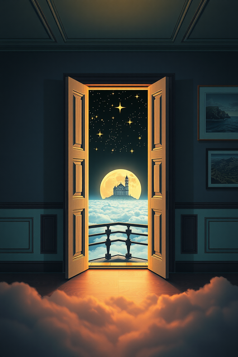 The dream did not have a plot, only a scene — A Room Filled With Stars On A Balcony Above The Moon
