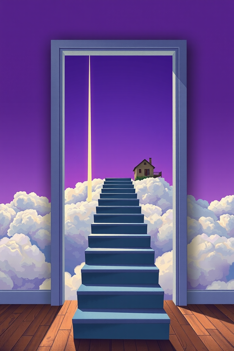 The dream did not have a plot, only a scene — A Staircase Into A Cloud Under A Violet Sky