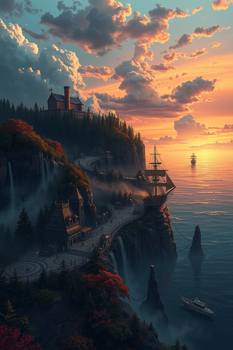 The dream lasted so long that it felt like a whole day had pas — A Changing Map A Ship At Dusk