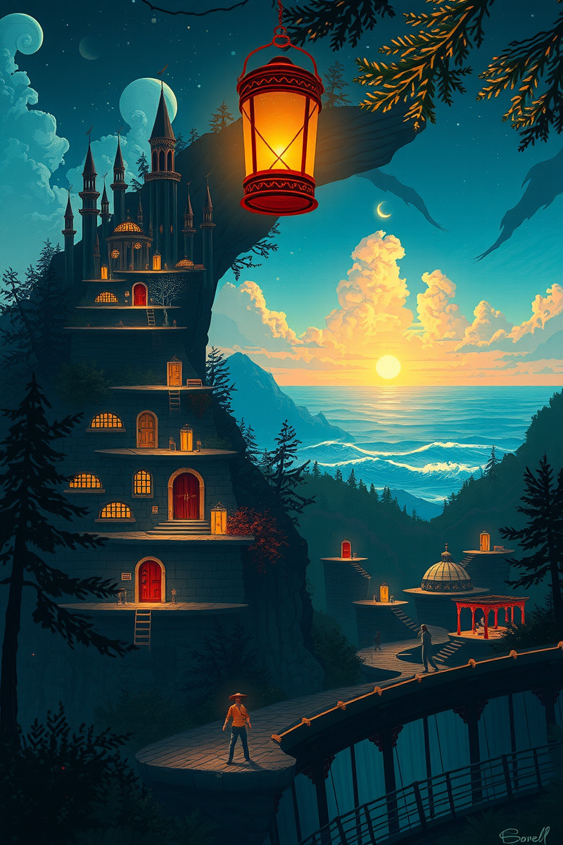 The dream lasted so long that it felt like a whole day had pas — A Lantern A Forest With Doors