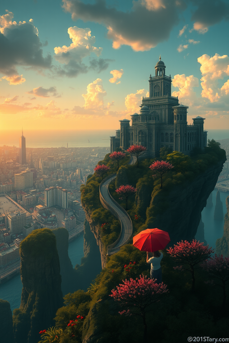 The dream lasted so long that it felt like a whole day had pas — A Red Umbrella A Garden Behind A Wall